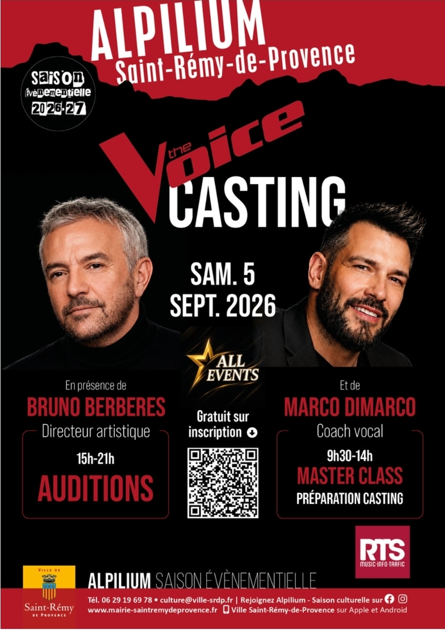 Affiche The Voice Casting à l'Alpilium de Saint-Rémy-de-Provence